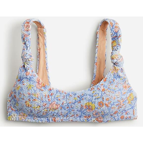 J. Crew Scrunchie Knotted Scoopneck Bikini Top in Afternoon Floral Size 3X NWT - Picture 1 of 4